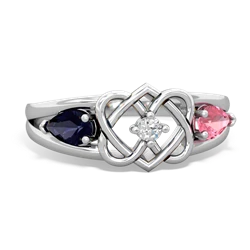 Sapphire Hearts Intertwined 14K White Gold ring R5880