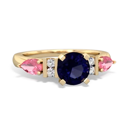 Sapphire 6Mm Round Eternal Embrace Engagement 14K Yellow Gold ring R2005