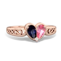 Sapphire Filligree 'One Heart' 14K Rose Gold ring R5070