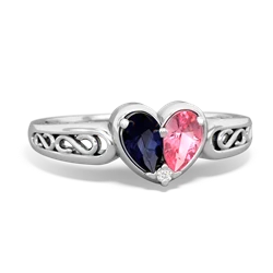 Sapphire Filligree 'One Heart' 14K White Gold ring R5070