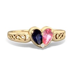 Sapphire Filligree 'One Heart' 14K Yellow Gold ring R5070