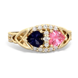 Sapphire Sparkling Celtic Knot 14K Yellow Gold ring R2645