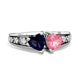 Sapphire Heart To Heart 14K White Gold ring R3342