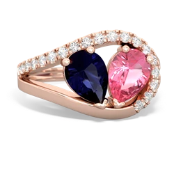 Sapphire Nestled Heart Keepsake 14K Rose Gold ring R5650