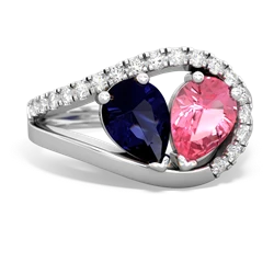 Sapphire Nestled Heart Keepsake 14K White Gold ring R5650