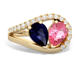 Sapphire Nestled Heart Keepsake 14K Yellow Gold ring R5650