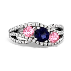 Sapphire Three Stone Aurora 14K White Gold ring R3080