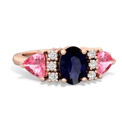 Sapphire Antique Style Three Stone 14K Rose Gold ring R2186