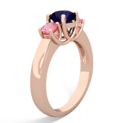 Sapphire Three Stone Round Trellis 14K Rose Gold ring R4018