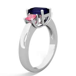 Sapphire Three Stone Emerald-Cut Trellis 14K White Gold ring R4021