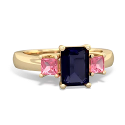 Sapphire Three Stone Emerald-Cut Trellis 14K Yellow Gold ring R4021