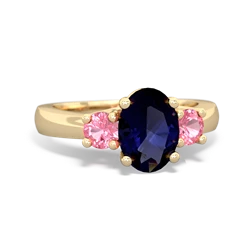 Sapphire Three Stone Oval Trellis 14K Yellow Gold ring R4024