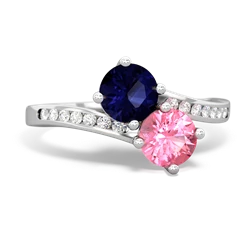 Sapphire Channel Set Two Stone 14K White Gold ring R5303