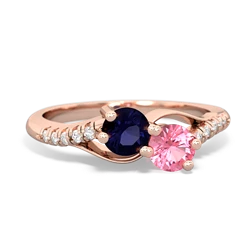 Sapphire Infinity Pave Two Stone 14K Rose Gold ring R5285