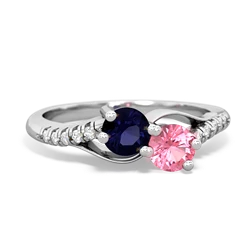 Sapphire Infinity Pave Two Stone 14K White Gold ring R5285