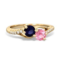 Sapphire Infinity Pave Two Stone 14K Yellow Gold ring R5285