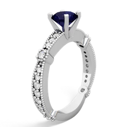 Thumbnail for Sapphire Milgrain Antique Style 14K White Gold ring R26296RD - hand 1 view