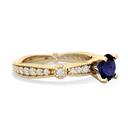 Sapphire Milgrain Antique Style 14K Yellow Gold ring R26296RD