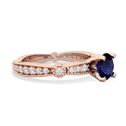 Sapphire Sparkling Tiara 6Mm Round 14K Rose Gold ring R26296RD