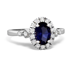 Thumbnail for Sapphire Antique-Style Halo 14K White Gold ring R5720 - top view