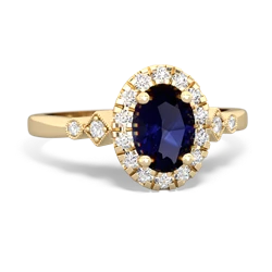 Thumbnail for Sapphire Antique-Style Halo 14K Yellow Gold ring R5720 - front view