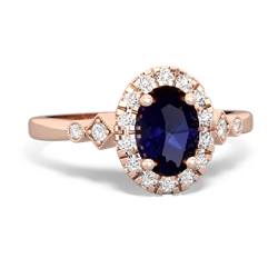 Sapphire Antique-Style Halo 14K Rose Gold ring R5720