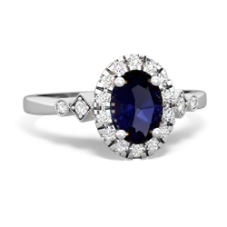 Sapphire Antique-Style Halo 14K White Gold ring R5720