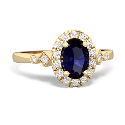 Sapphire Antique-Style Halo 14K Yellow Gold ring R5720