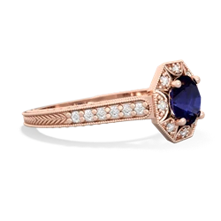 Sapphire Art-Deco Starburst 14K Rose Gold ring R5520