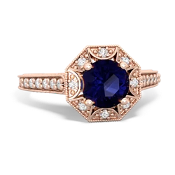 Sapphire Art-Deco Starburst 14K Rose Gold ring R5520
