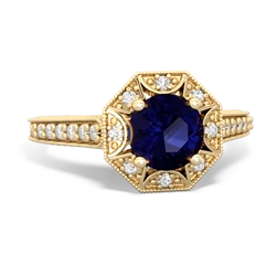 Thumbnail for Sapphire Art-Deco Starburst 14K Yellow Gold ring R5520 - top view