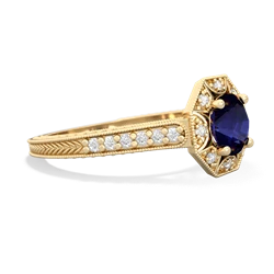 Sapphire Art-Deco Starburst 14K Yellow Gold ring R5520