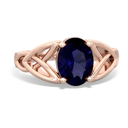 Sapphire Celtic Trinity Knot 14K Rose Gold ring R2389