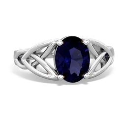 Sapphire Celtic Trinity Knot 14K White Gold ring R2389