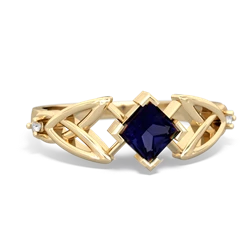 Sapphire Celtic Knot Princess 14K Yellow Gold ring R3349