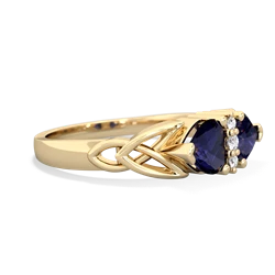 Sapphire Celtic Knot Double Heart 14K Yellow Gold ring R5040