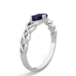 Sapphire Heart To Heart Braid 14K White Gold ring R5870
