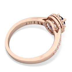 Sapphire Diamond Halo 14K Rose Gold ring R5370