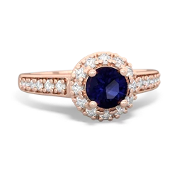 Sapphire Diamond Halo 14K Rose Gold ring R5370