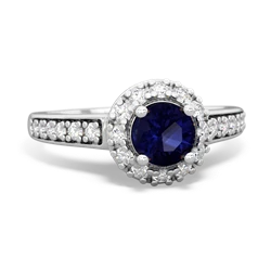 Sapphire Diamond Halo 14K White Gold ring R5370