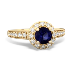 Sapphire Diamond Halo 14K Yellow Gold ring R5370