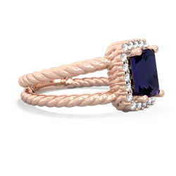 Sapphire Rope Split Band 14K Rose Gold ring R2628