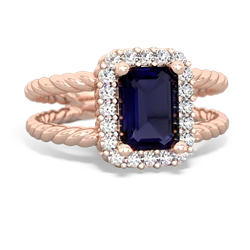 Sapphire Rope Split Band 14K Rose Gold ring R2628