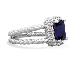 Sapphire Rope Split Band 14K White Gold ring R2628