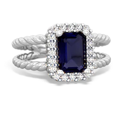 Sapphire Rope Split Band 14K White Gold ring R2628