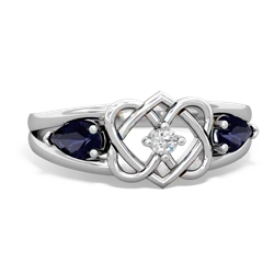 Sapphire Hearts Intertwined 14K White Gold ring R5880