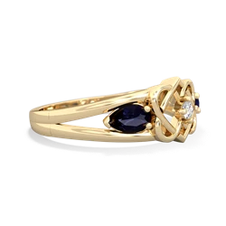 Sapphire Hearts Intertwined 14K Yellow Gold ring R5880