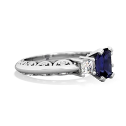 Sapphire Art Deco Diamond 7X5 Emerald-Cut Engagement 14K White Gold ring R20017EM