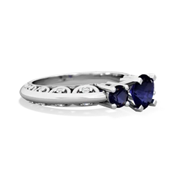 Sapphire Art Deco Eternal Embrace Engagement 14K White Gold ring C2003