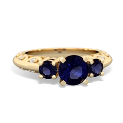 Sapphire Art Deco Eternal Embrace Engagement 14K Yellow Gold ring C2003